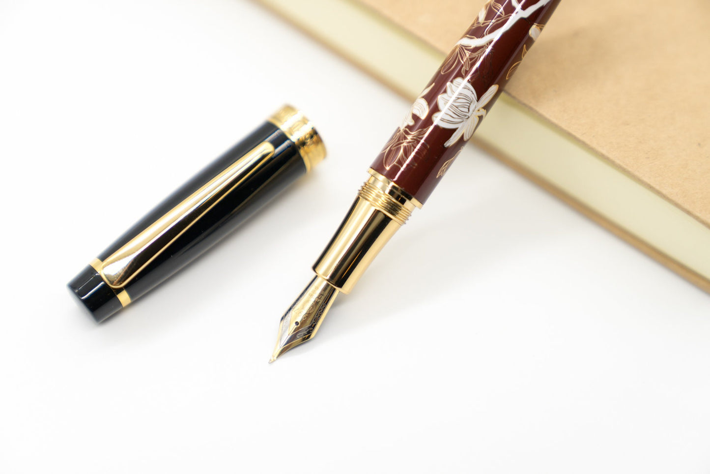 Luxury Floral Fountain Pen - Bent Nib Calligraphy Pen Refillable Gift for Writers