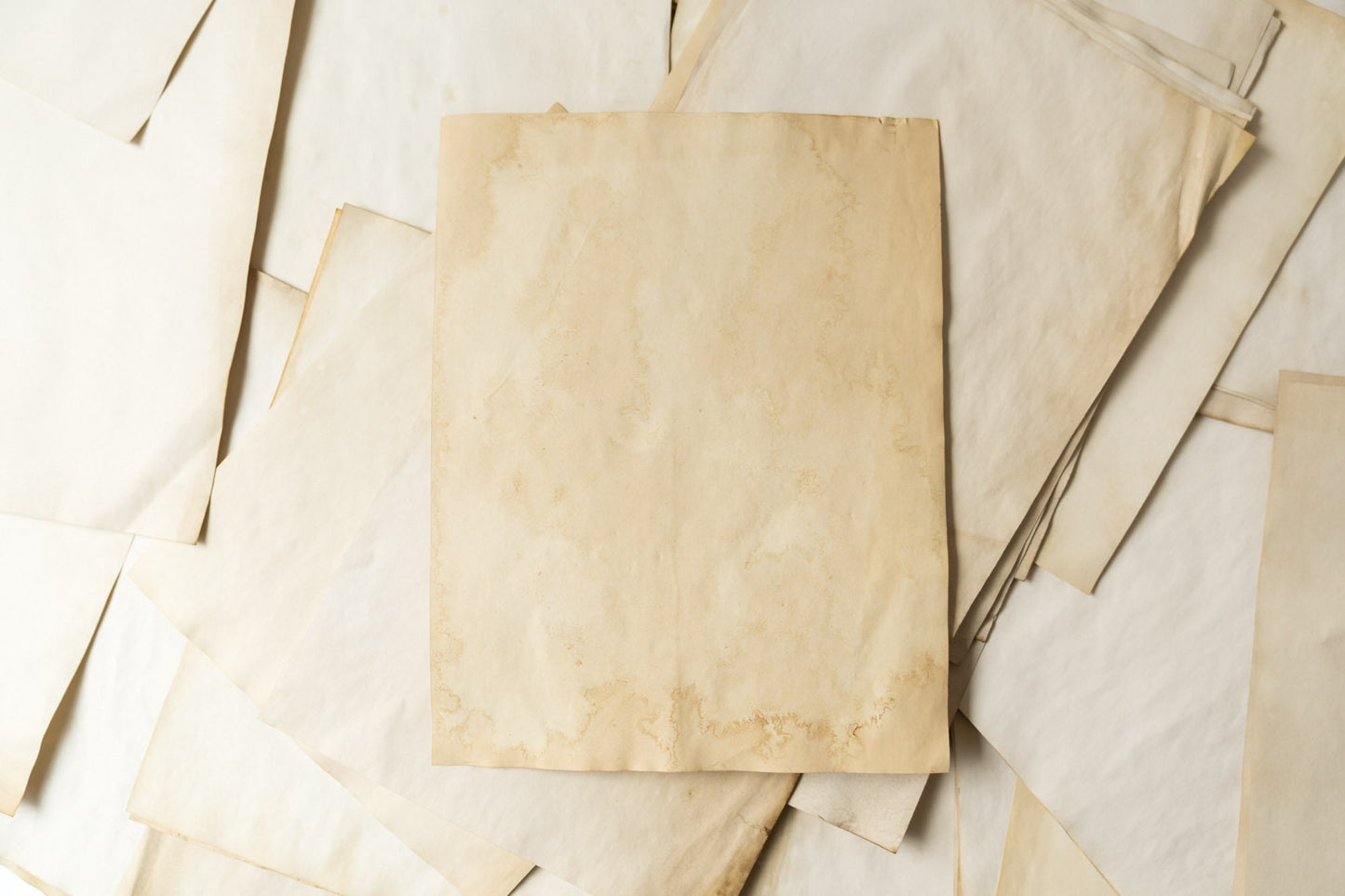 Artisanal Grungy Coffee Dyed Paper Sheets - Grungy Stained Ephemera for Junk Journals and Scrapbooking
