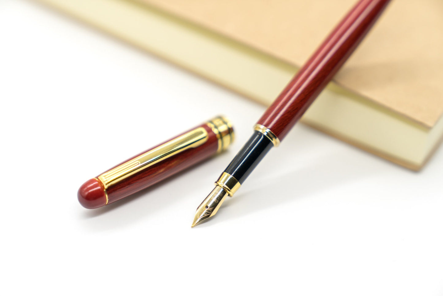 Red Wooden Fountain Pen - Mahogany Calligraphy Pen for Writers Gift for Father-in-Law New Job Wedding