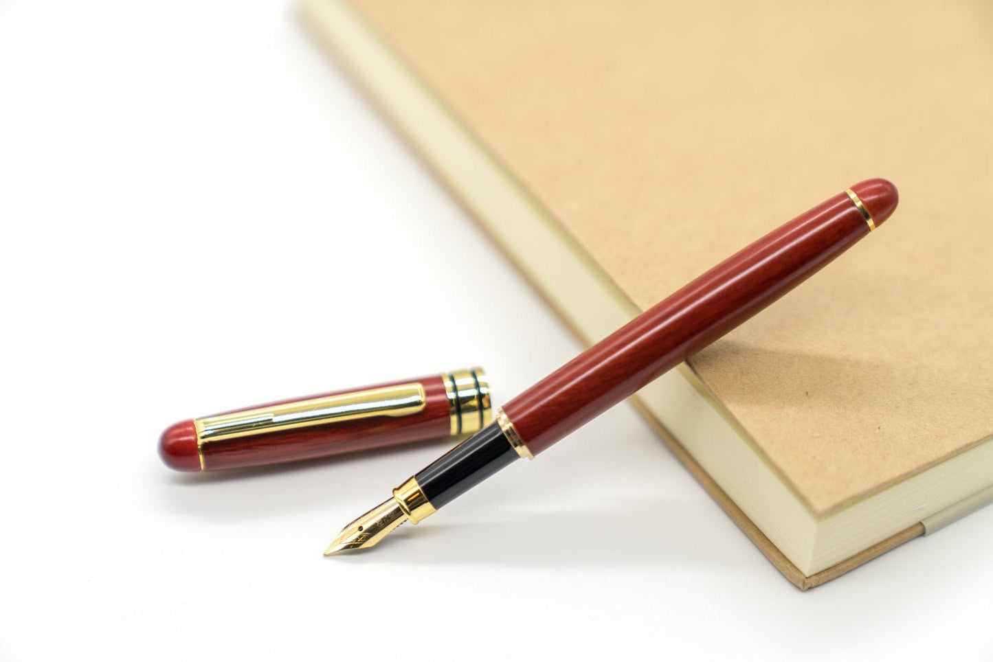 Red Wooden Fountain Pen - Mahogany Calligraphy Pen for Writers Gift for Father-in-Law New Job Wedding