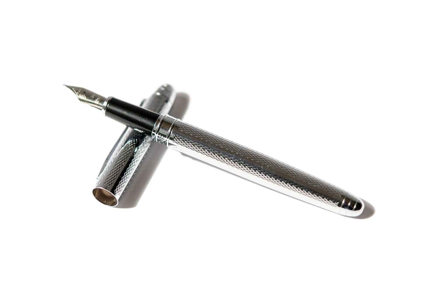 Silver Stainless Steel Fountain Pen - Vintage Refillable Calligraphy Pen with Medium Nib