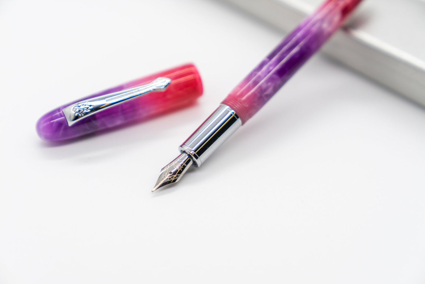 Marble Acrylic Fountain Pen - Cute Pink Purple Calligraphy Design