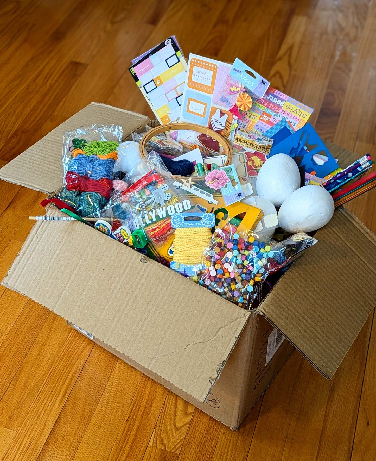 Craft Supplies Destash Box - Stickers Beads Scrapbooking Kids Crafts
