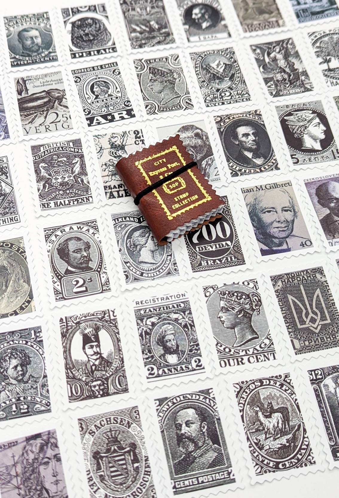 White Vintage-Inspired Reproduction Stamps – Unique Designs for Journaling & Crafts