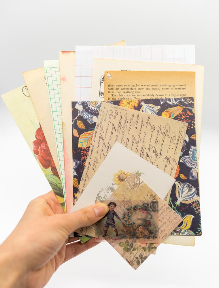 Vintage Ephemera Grab Bag - Junk Journal Kit with Old Book Pages Maps