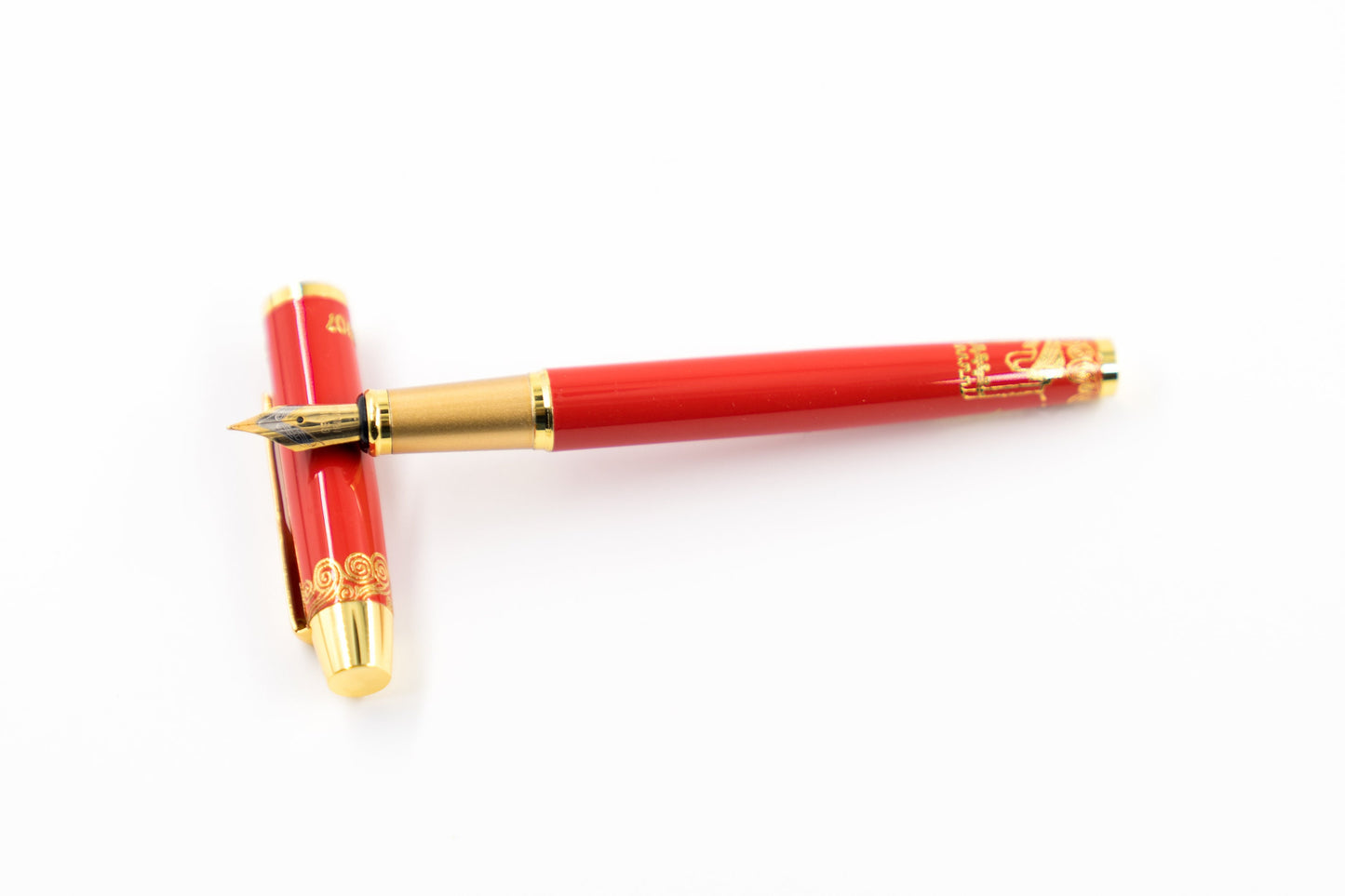 Luxury Chinese Fountain Pen - Red Gold Metal Calligraphy Instrument
