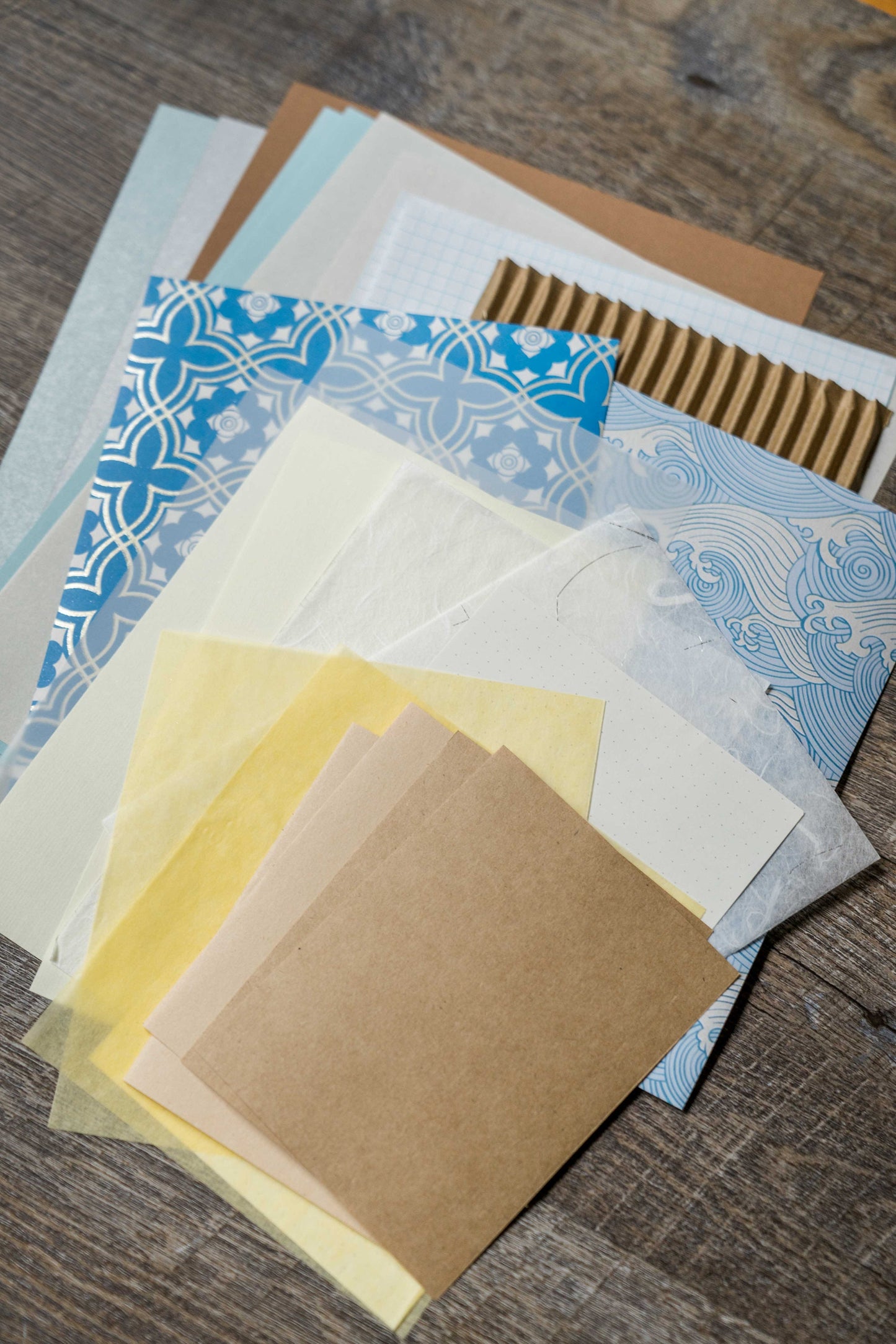 Blue Neutral Scrapbook Paper Pack - DIY Collage Junk Journal Kit Mixed Media Essentials