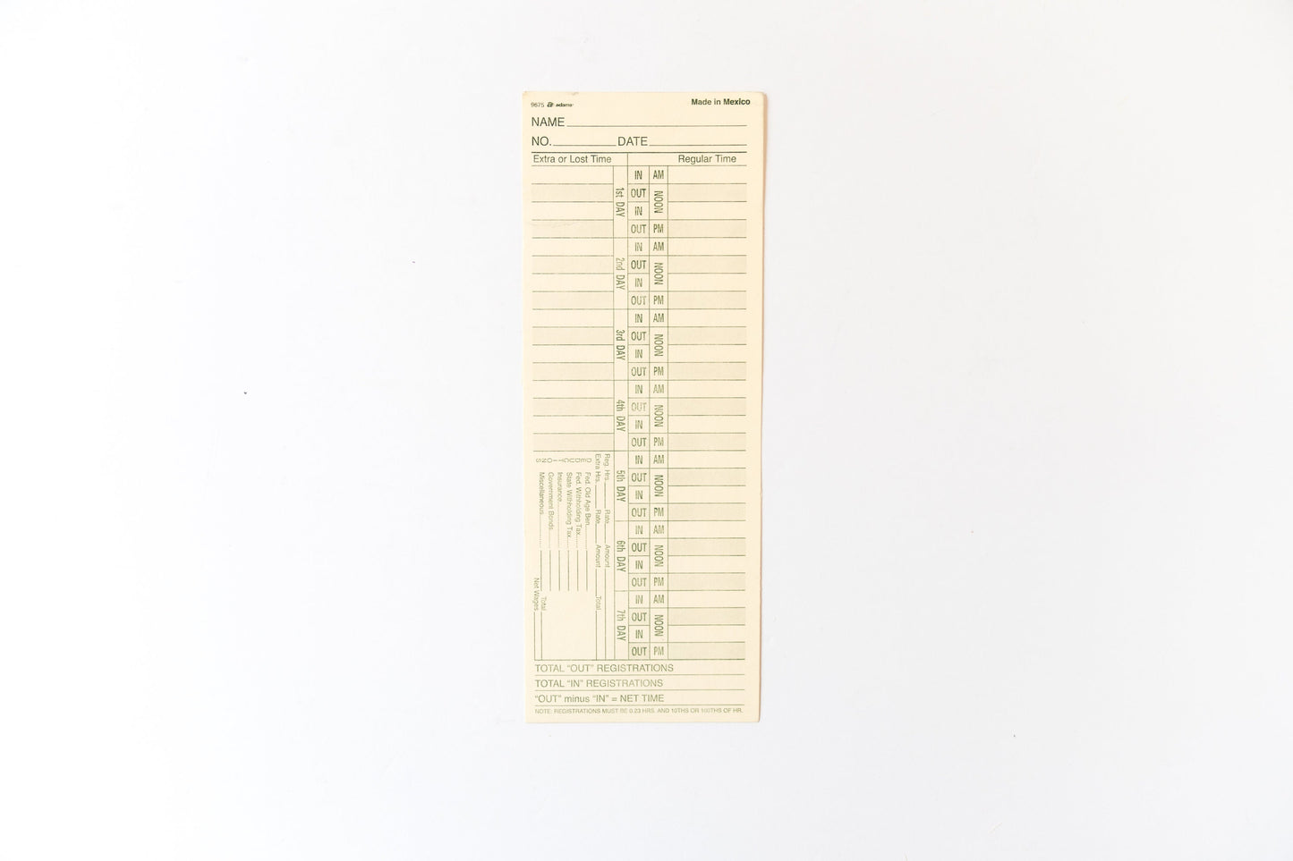 Vintage Manila Time Cards - Bi-Weekly Paper Ephemera for Junk Journals Crafting