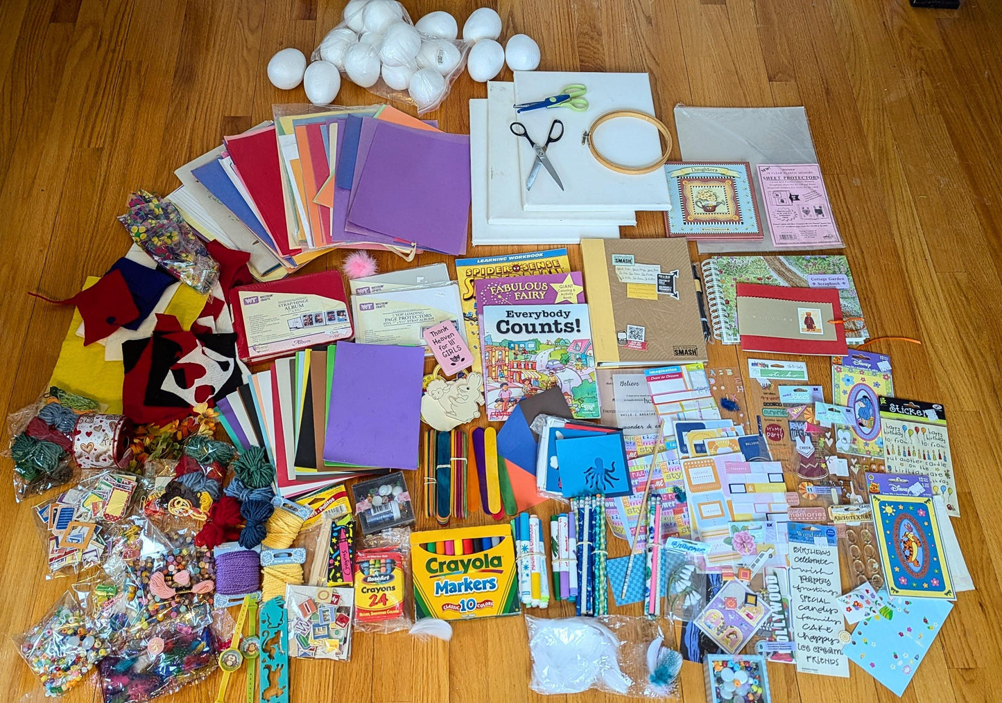 Craft Supplies Destash Box - Stickers Beads Scrapbooking Kids Crafts