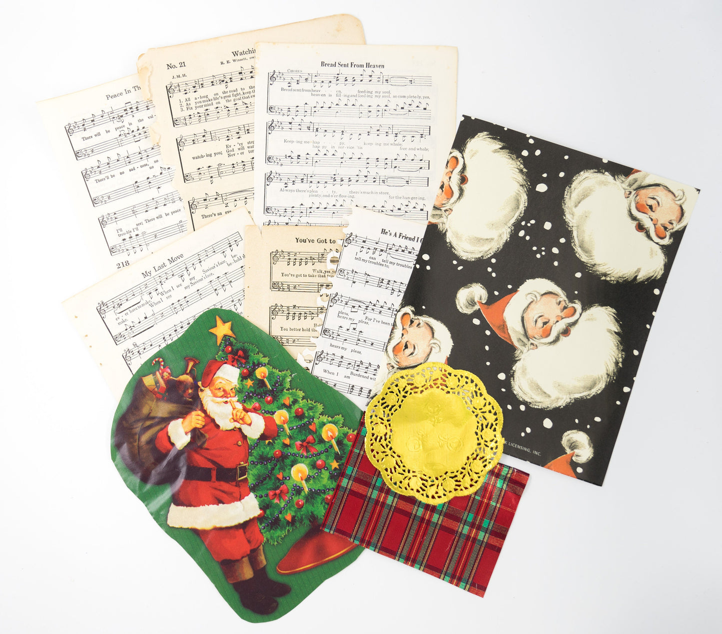Vintage Christmas Ephemera Pack - 35pc Santa Stamps Book Pages for Junk Journals