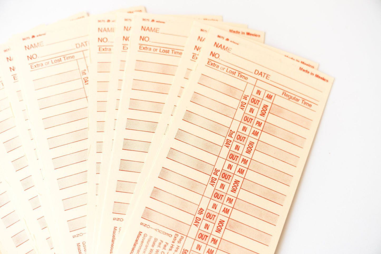 Vintage Manila Time Cards - Bi-Weekly Paper Ephemera for Junk Journals Crafting