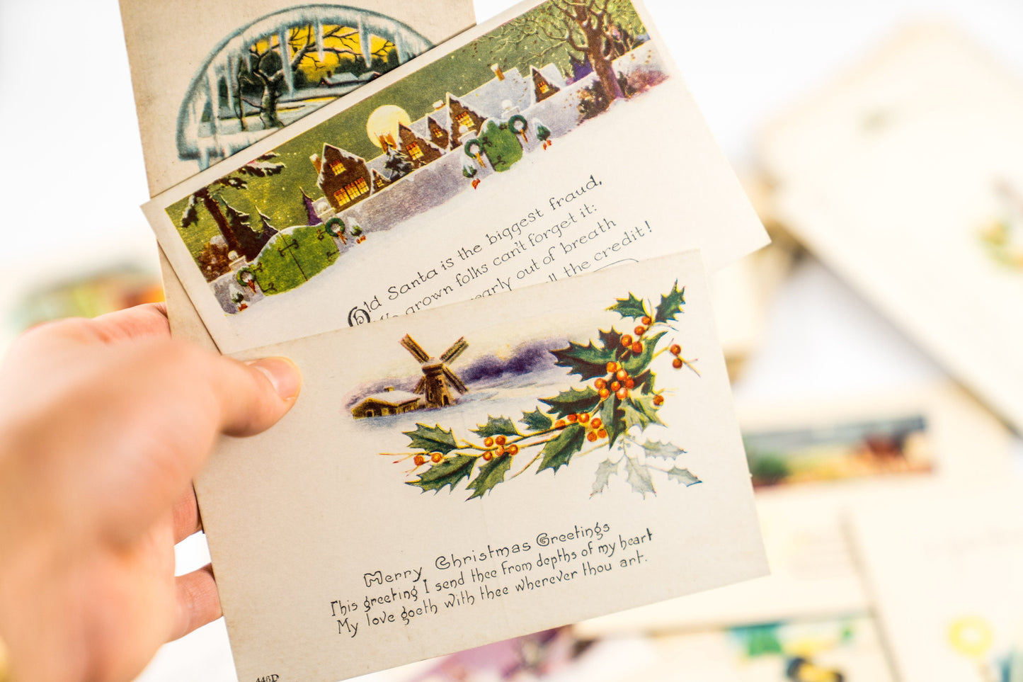 Vintage Christmas Postcard Set - Rare 1900s Antique Stationery