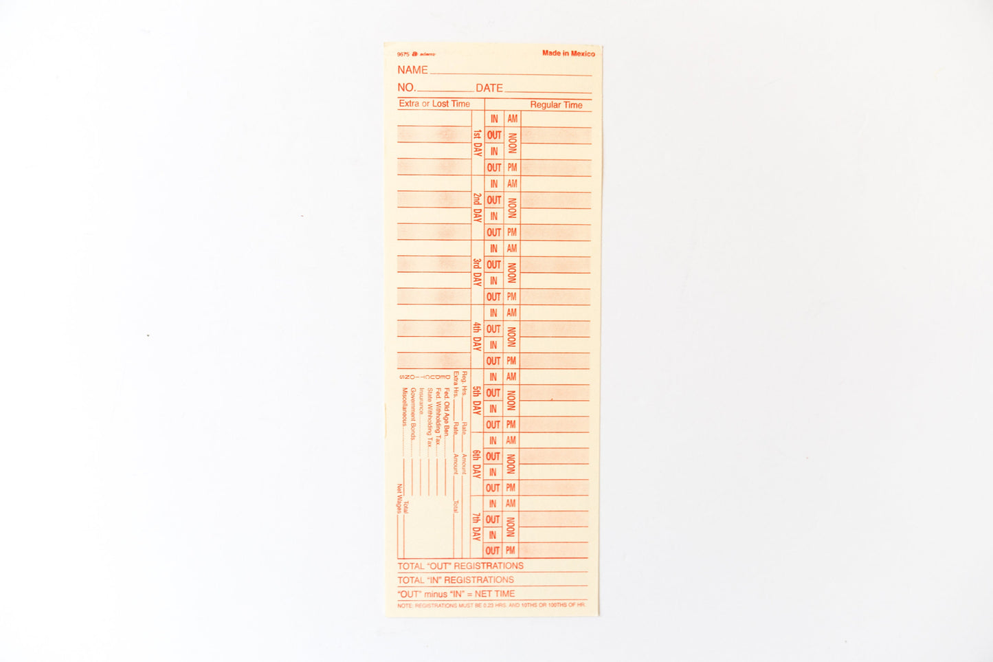 Vintage Manila Time Cards - Bi-Weekly Paper Ephemera for Junk Journals Crafting