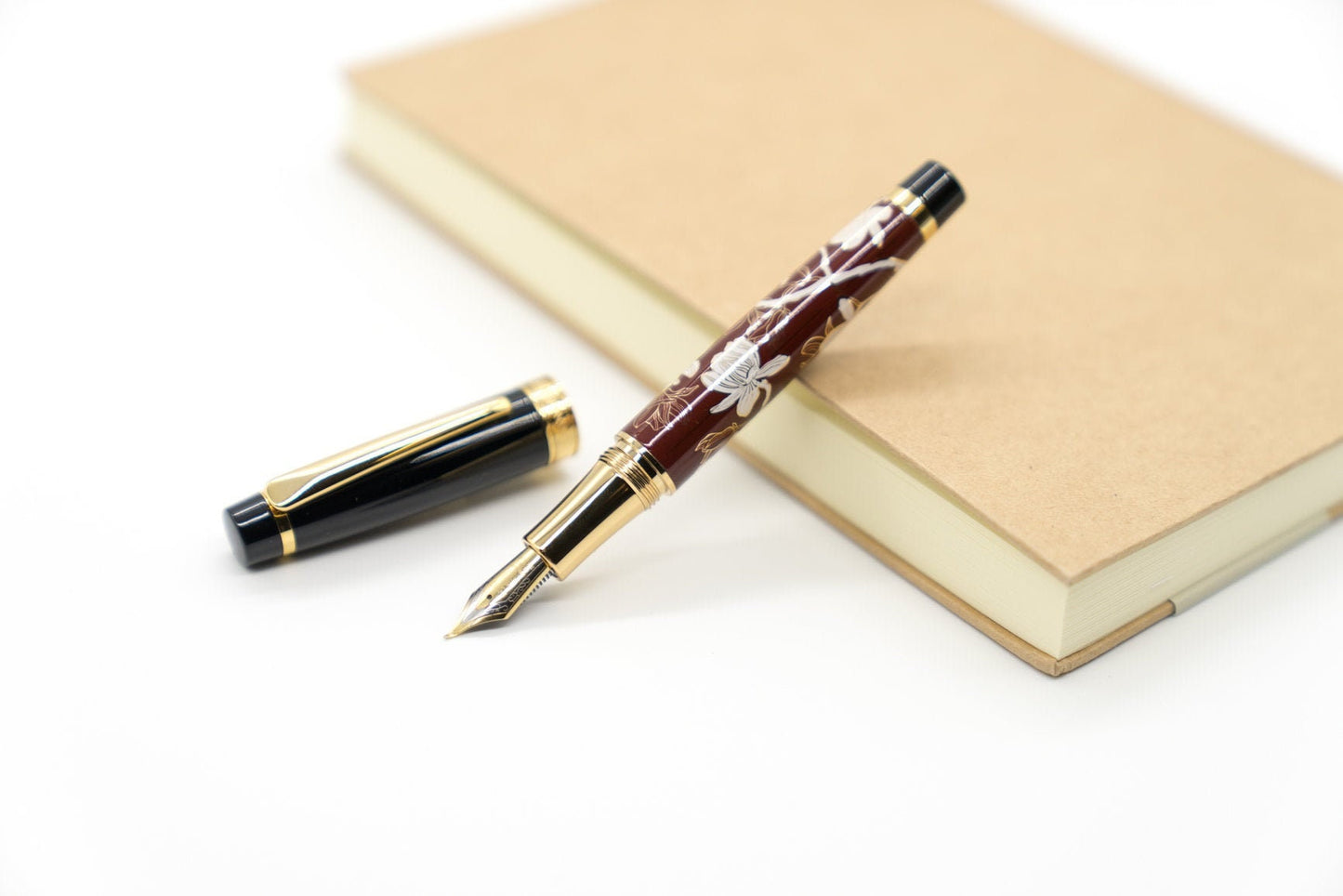 Luxury Floral Fountain Pen - Bent Nib Calligraphy Pen Refillable Gift for Writers