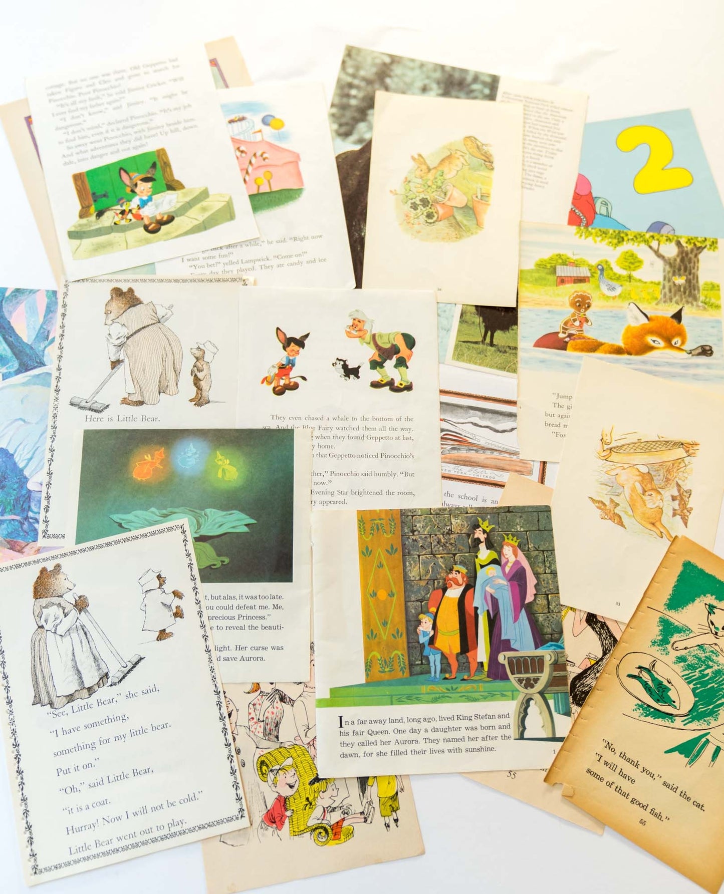 Vintage Children's Book Pages Set - Mixed Lot for Junk Journaling, Collage & Crafts