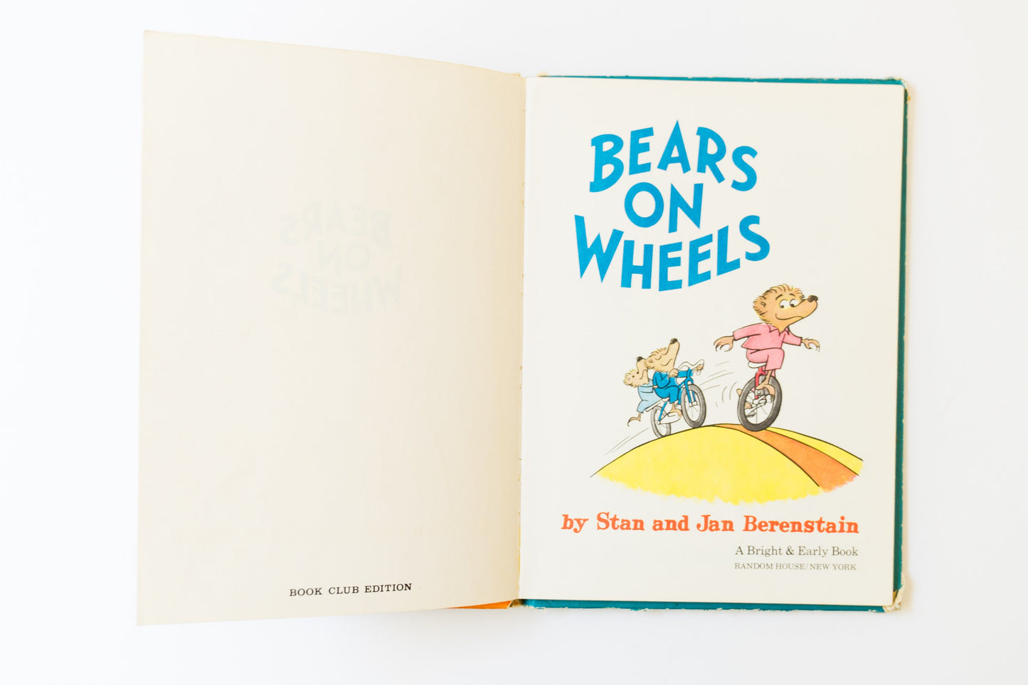 Vintage Hardcover Childrens Book - 1968 Bears on Wheels by Stan Jan Berenstain