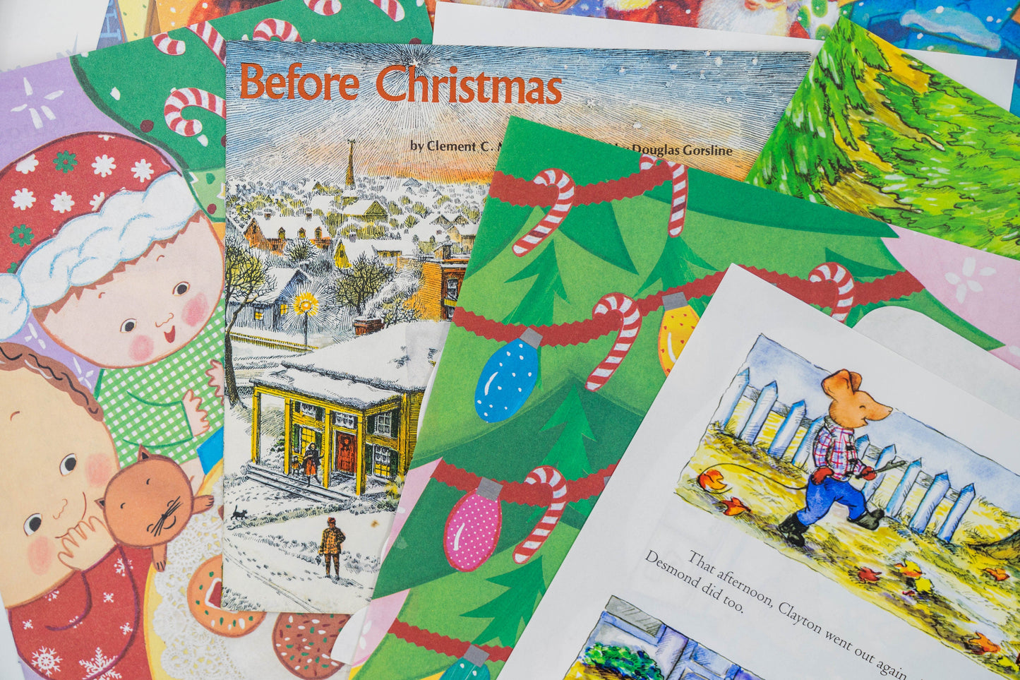 Childrens Christmas Book Pages - 20pc Santa Claus Ephemera for Junk Journals Scrapbooking