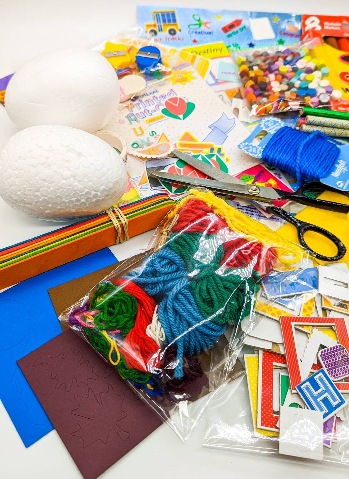 Craft Supplies Destash Box - Stickers Beads Scrapbooking Kids Crafts