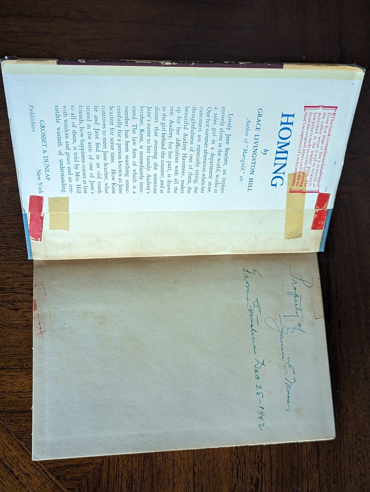 Antique Novel - Homing by Grace Livingston Hill Lutz 1938 with Dust Cover