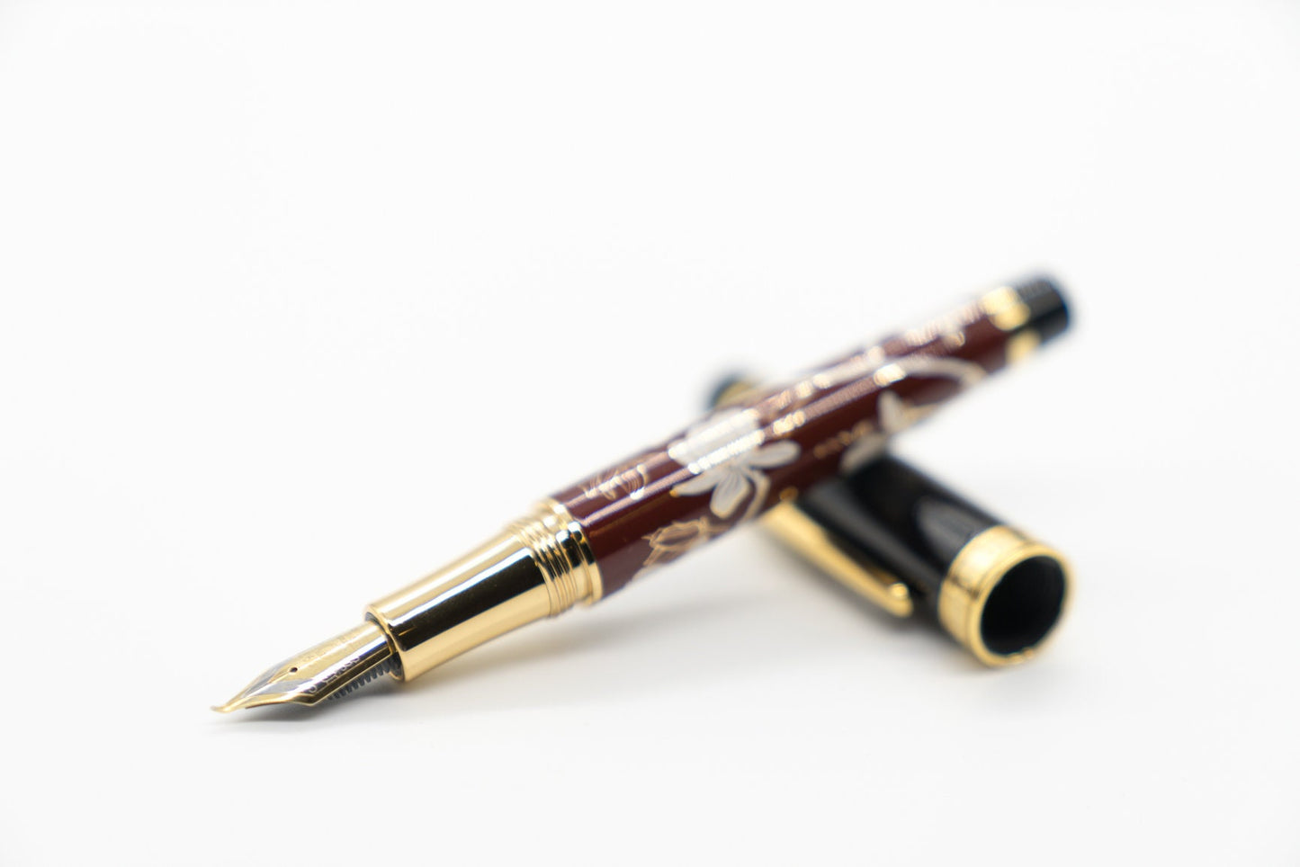 Luxury Floral Fountain Pen - Bent Nib Calligraphy Pen Refillable Gift for Writers
