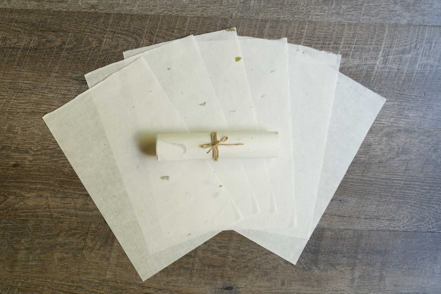 Handmade Flower Paper - Green Leaves Calligraphy Rice Paper 11x67 in Mulberry Lokta Stationery Decorative Decoupage