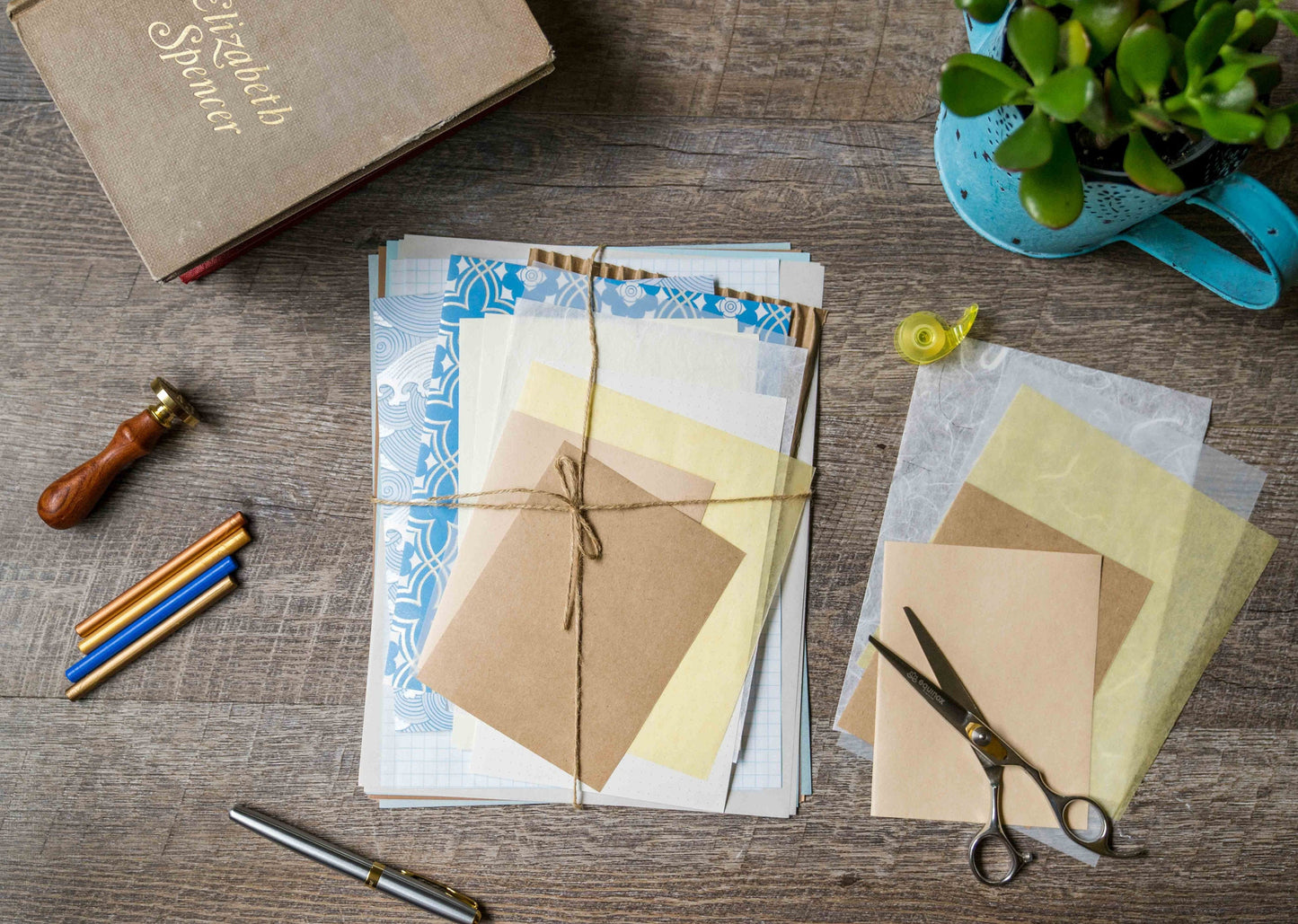 Blue Neutral Scrapbook Paper Pack - DIY Collage Junk Journal Kit Mixed Media Essentials