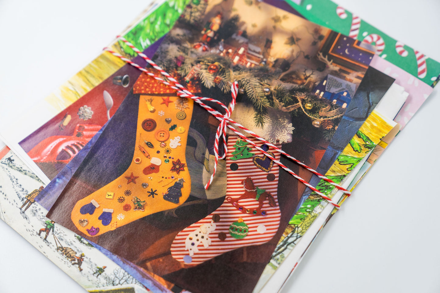 Childrens Christmas Book Pages - 20pc Santa Claus Ephemera for Junk Journals Scrapbooking