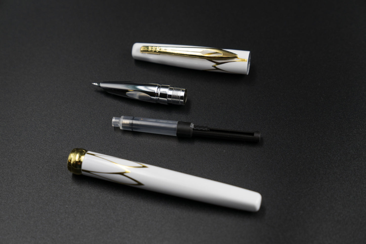 Elegant White Gold Metal Fountain Pen - Refillable Calligraphy Pen for Drawing Letter Writing