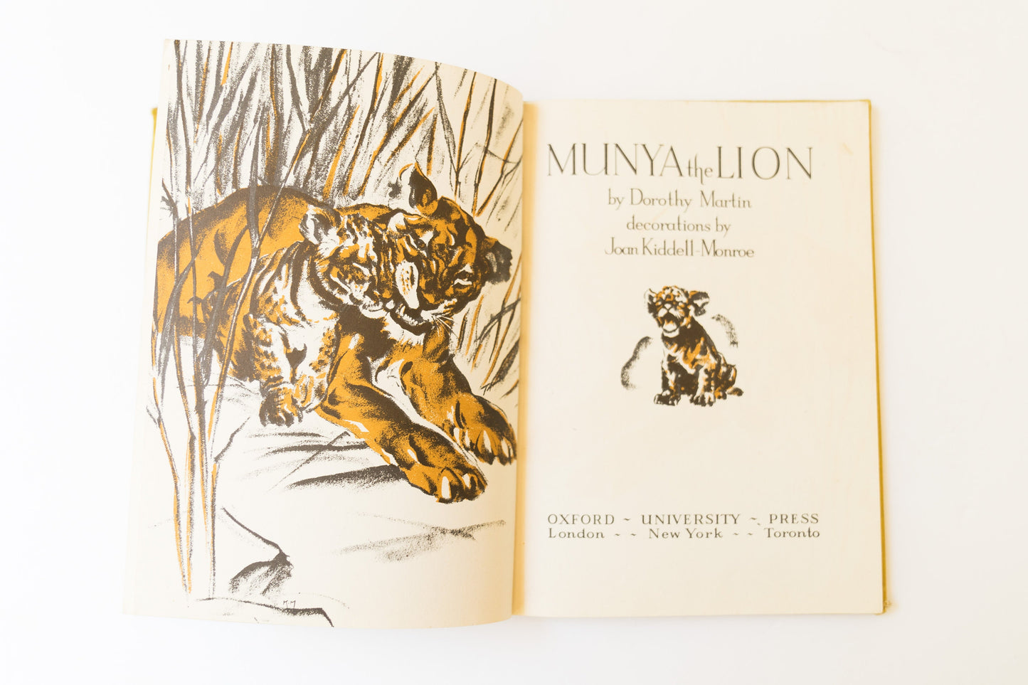 Vintage Childrens Book - 1948 Munya the Lion by Dorothy Martin Kidell-Monroe