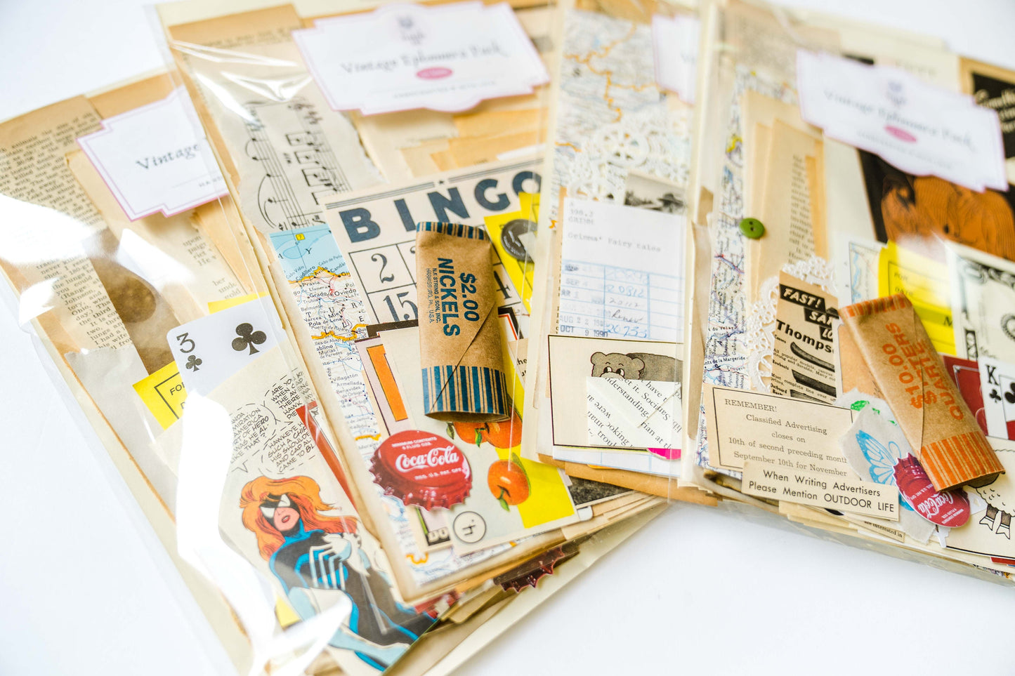 Vintage Ephemera Pack - 50 pc Junk Journal Kit with Old Book Pages and Scrap Paper