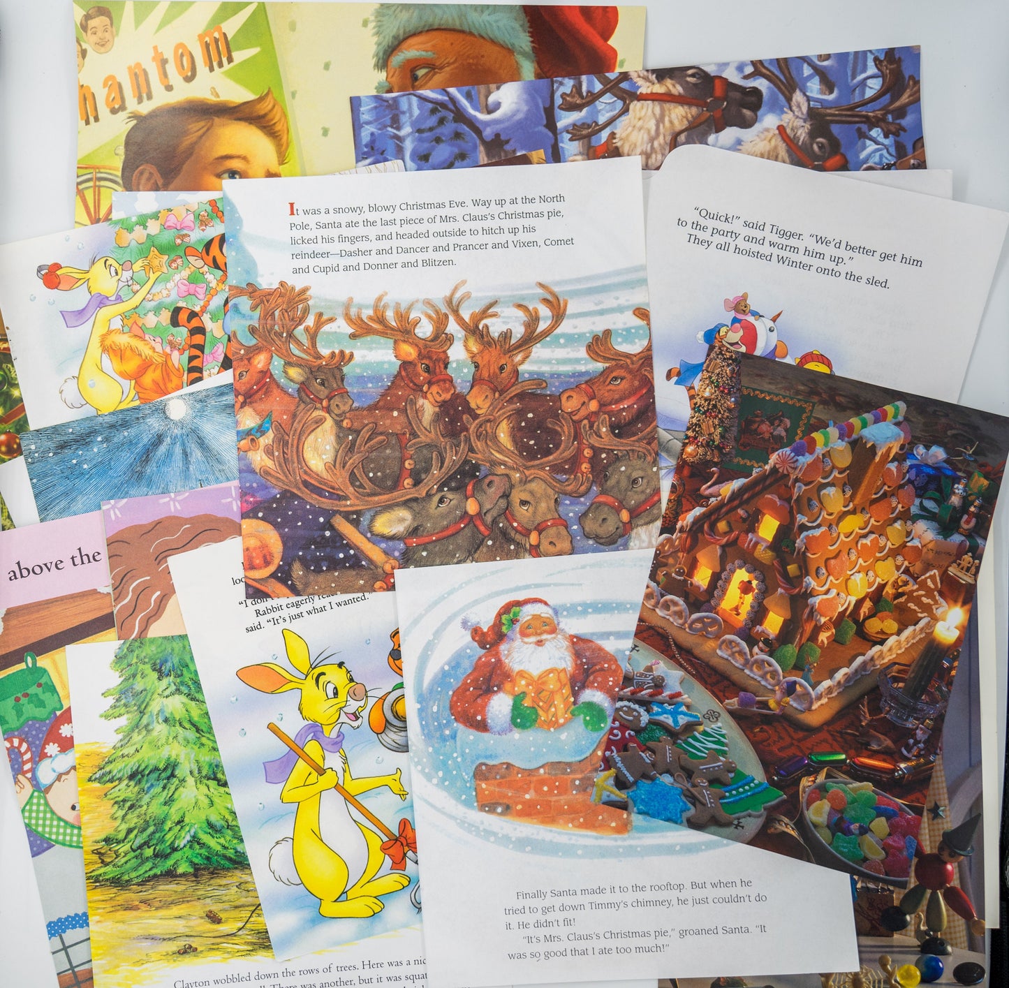 Childrens Christmas Book Pages - 20pc Santa Claus Ephemera for Junk Journals Scrapbooking