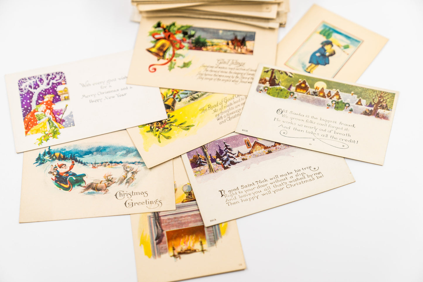Vintage Christmas Postcard Set - Rare 1900s Antique Stationery