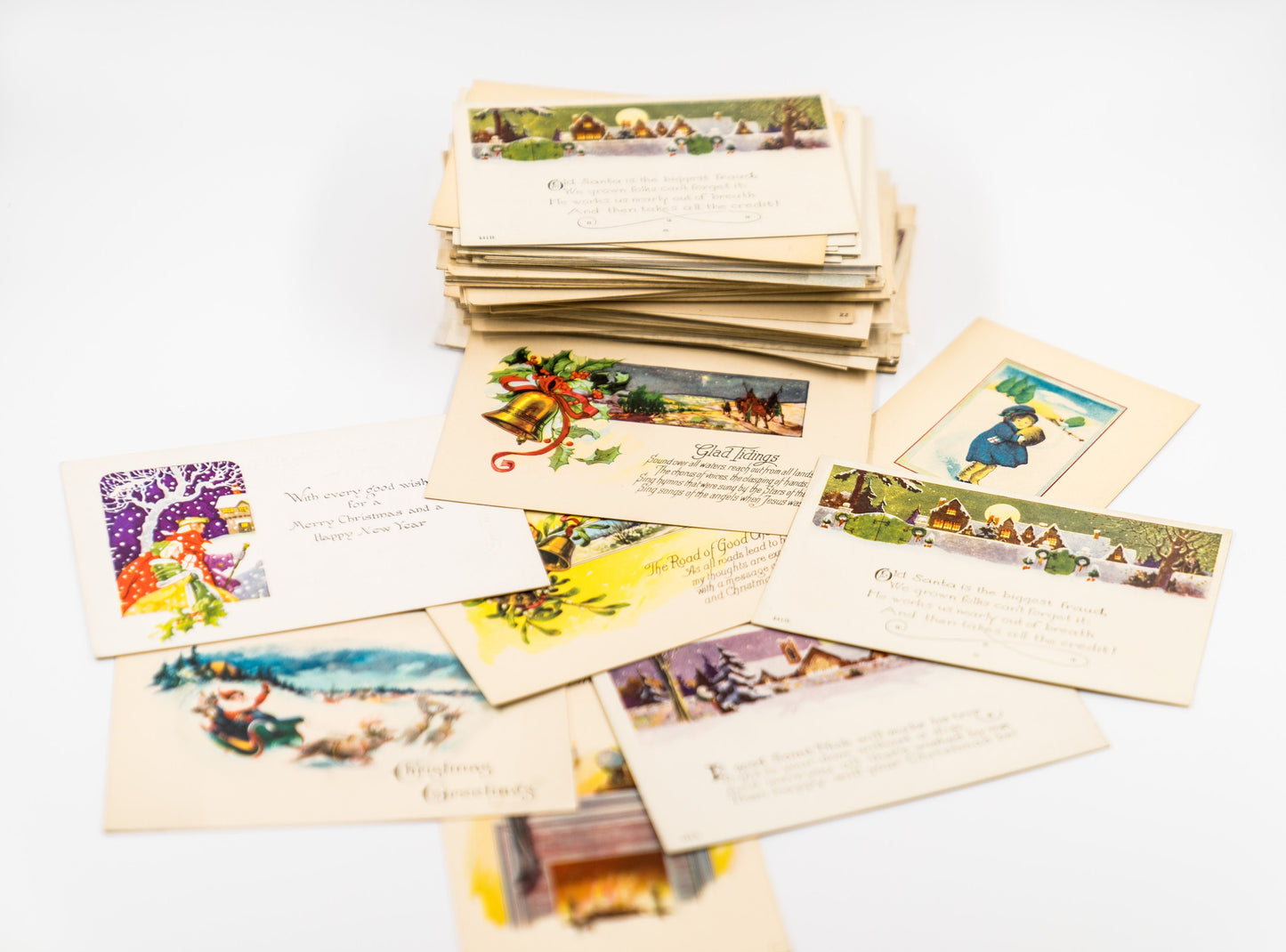 Vintage Christmas Postcard Set - Rare 1900s Antique Stationery