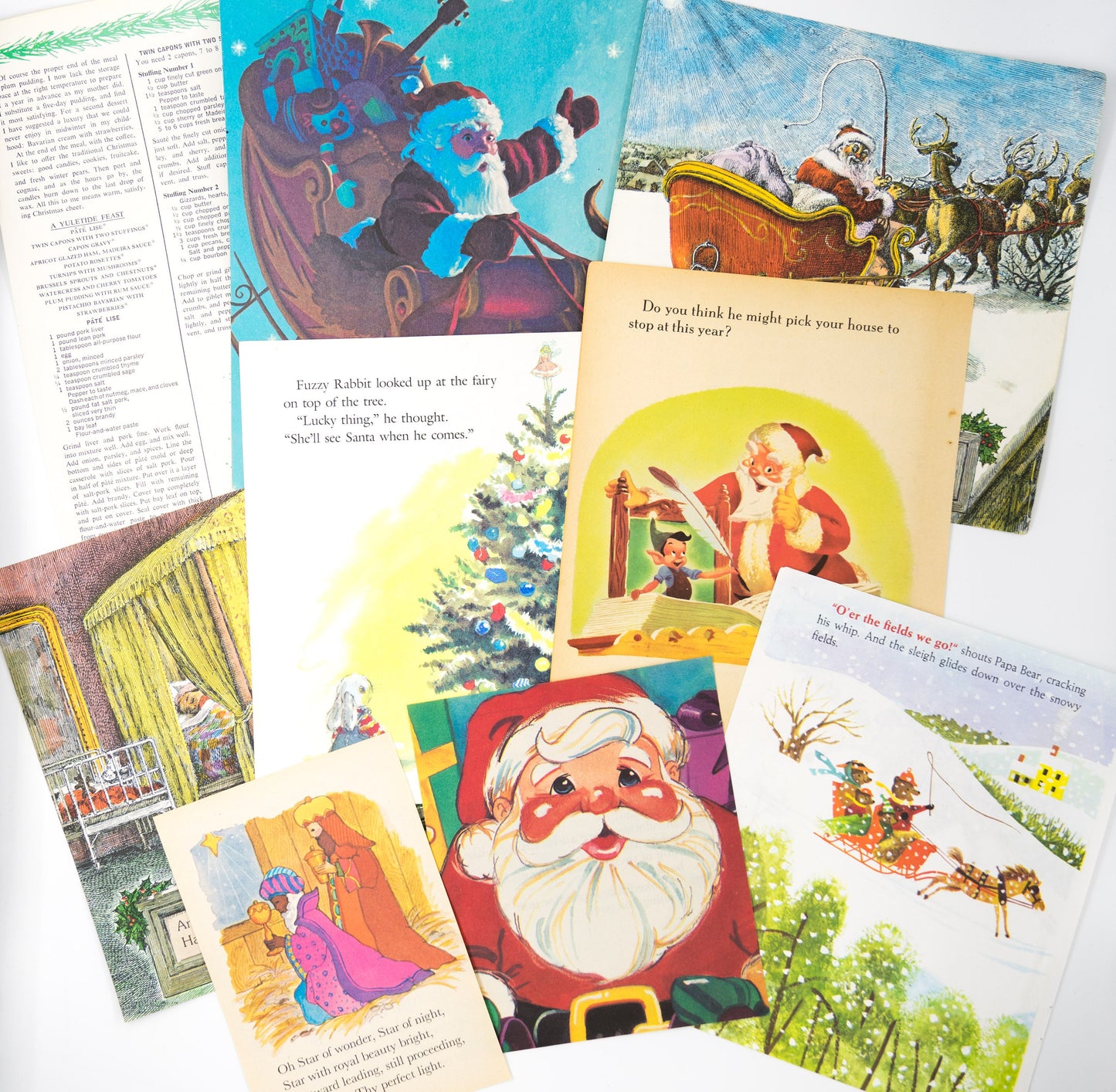 Vintage Christmas Ephemera Pack - 35pc Santa Stamps Book Pages for Junk Journals