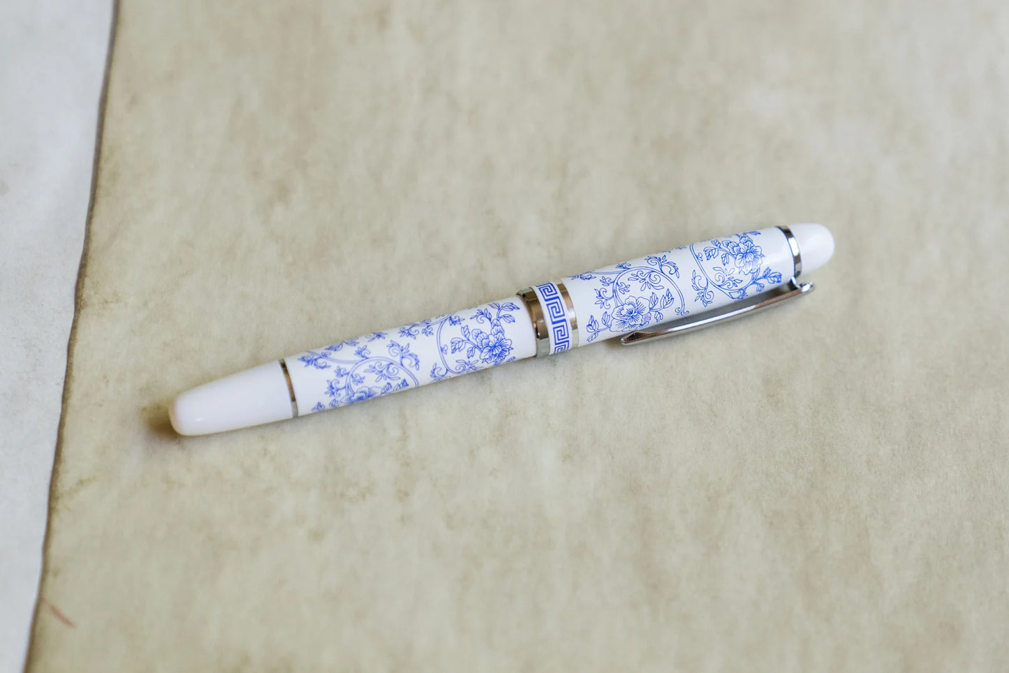 Second Blue White Floral Fountain Pen - B Grade Blooming Beauty