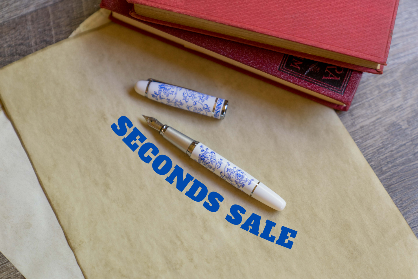 Second Blue White Floral Fountain Pen - B Grade Blooming Beauty