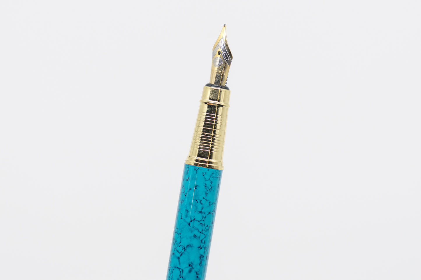 Teal Oasis - Blue Marble with Gold Detailing Fountain Pen