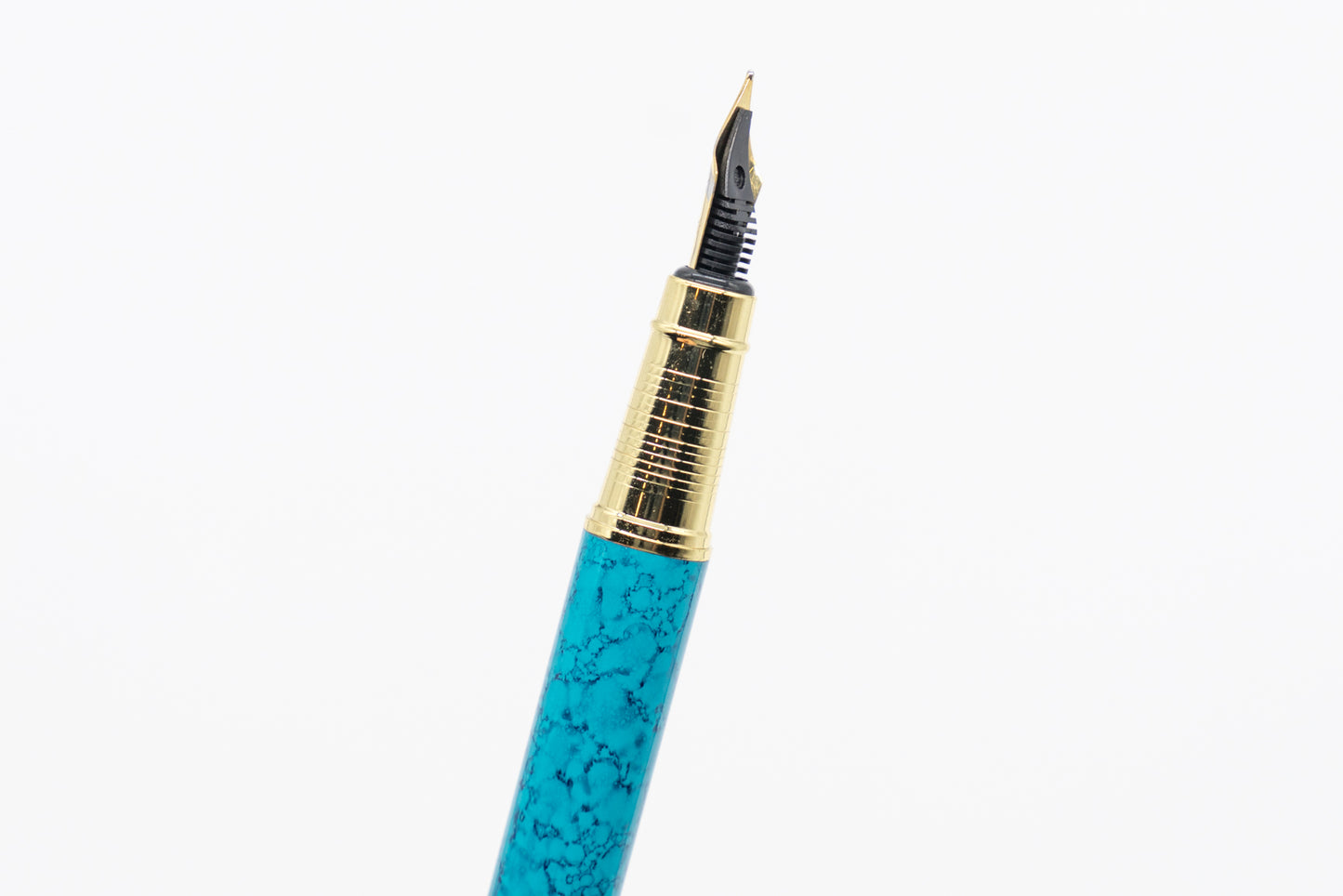 Teal Oasis - Blue Marble with Gold Detailing Fountain Pen