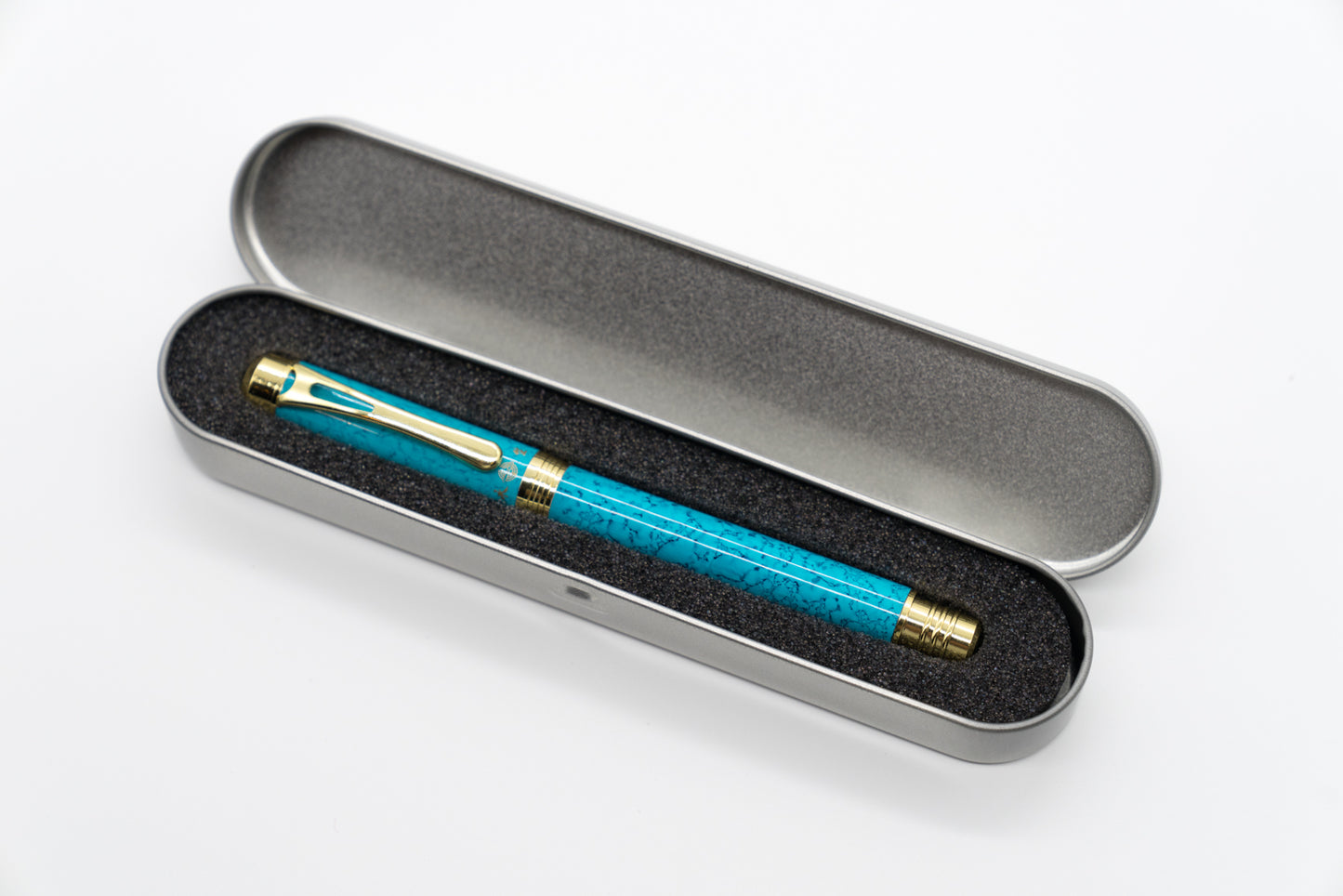 Teal Oasis - Blue Marble with Gold Detailing Fountain Pen