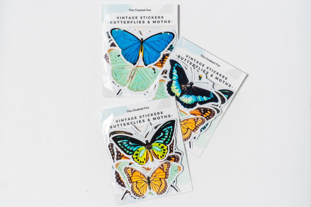 Vintage Butterfly Sticker Pack - 14 Cute Floral Stickers