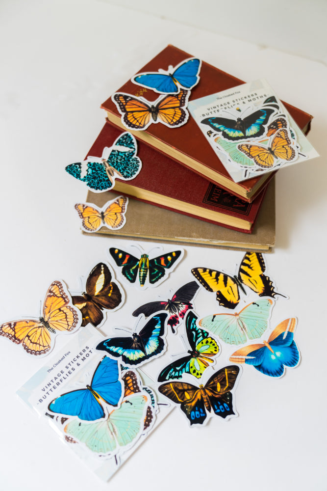 Vintage Butterfly Sticker Pack - 14 Cute Floral Stickers