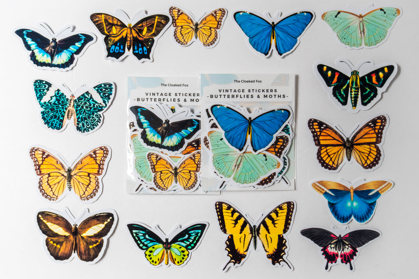 Vintage Butterfly Sticker Pack - 14 Cute Floral Stickers