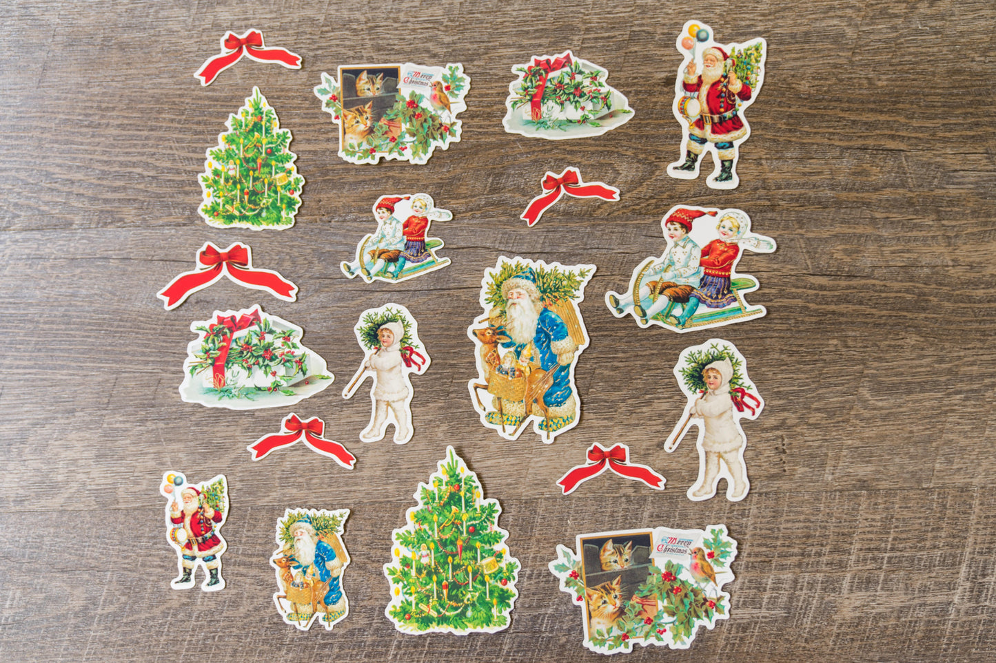 Vintage Christmas Die Cuts - Retro Holiday Decorations