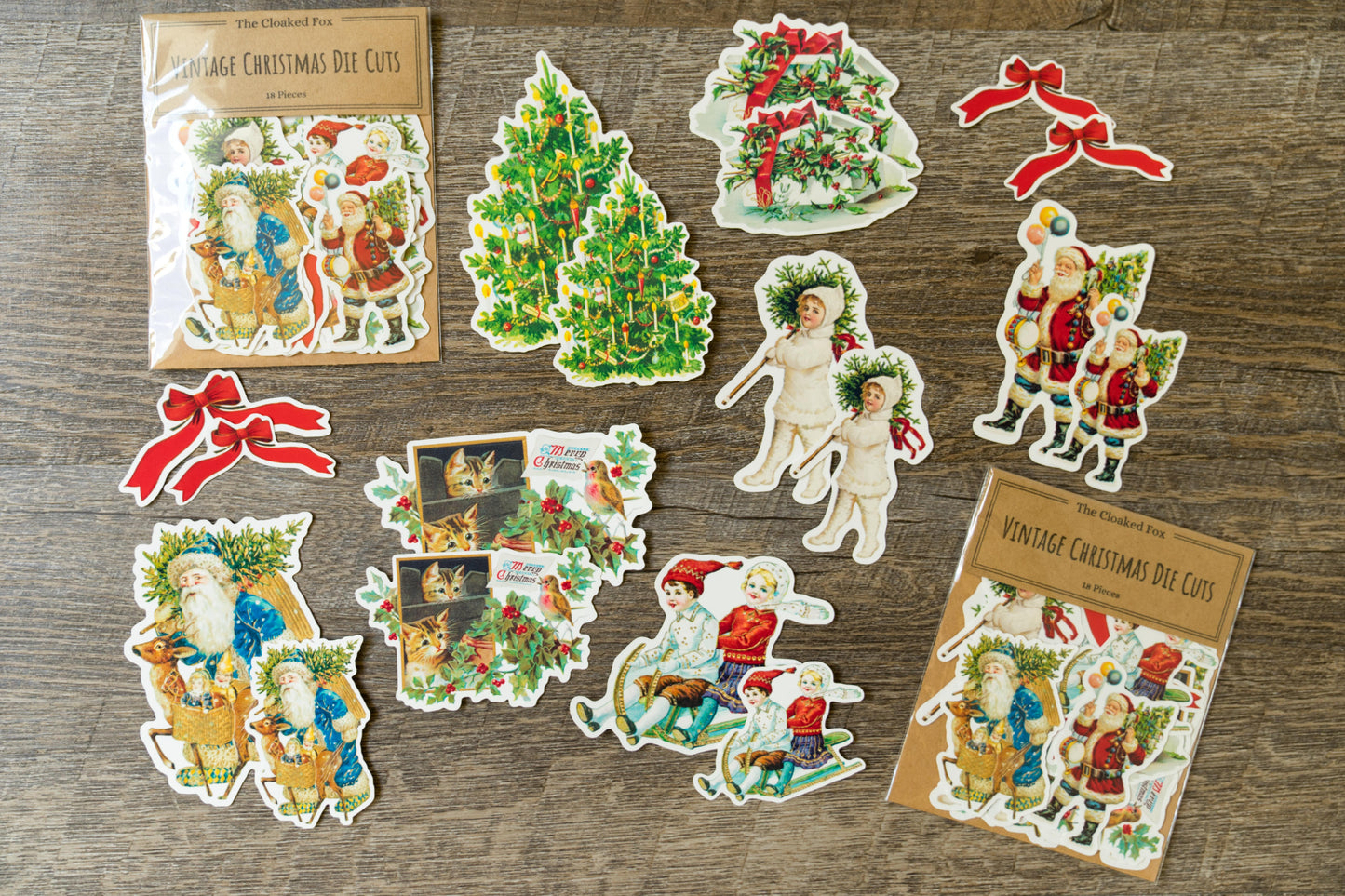 Vintage Christmas Die Cuts - Retro Holiday Decorations
