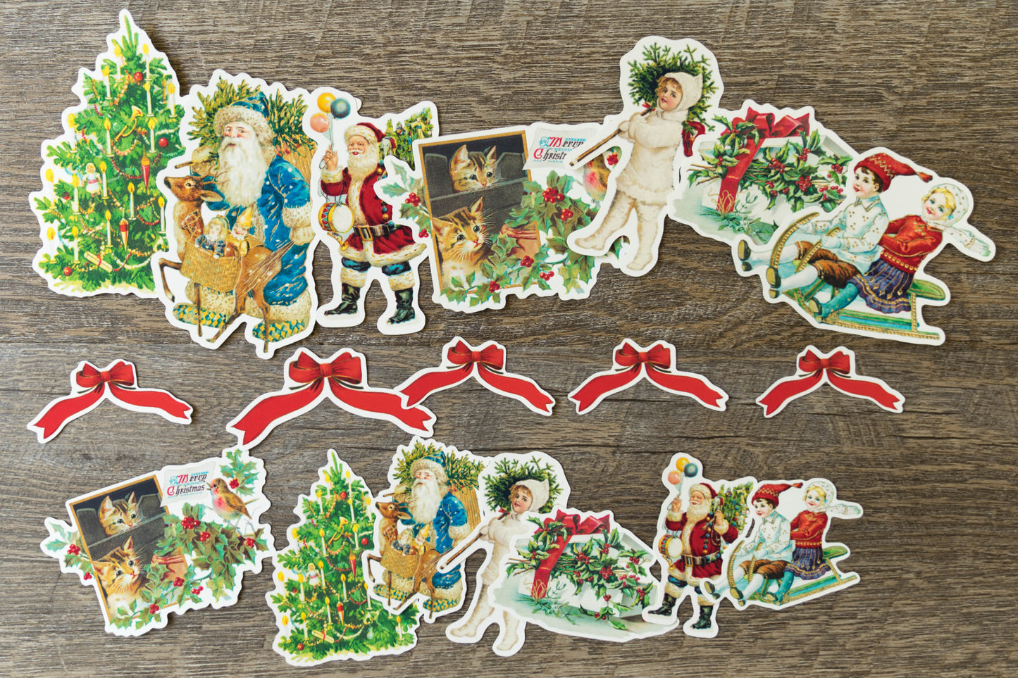 Vintage Christmas Die Cuts - Retro Holiday Decorations