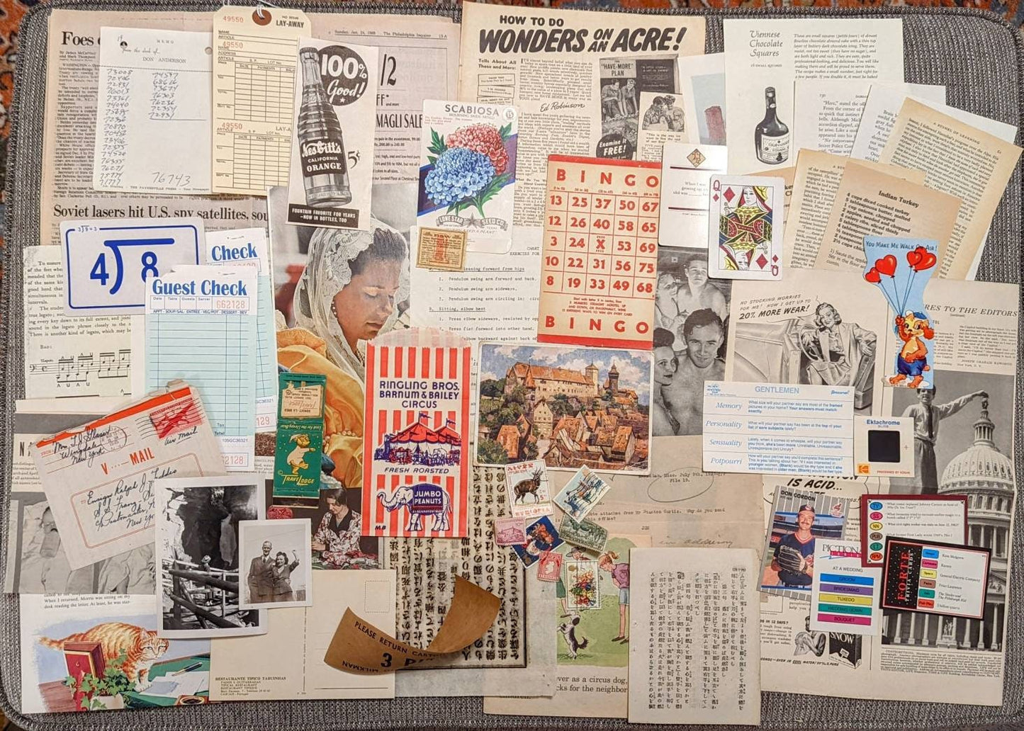 Vintage Ephemera Pack - 50 pc Junk Journal Collage Kit with Old Book Pages  Sheet Music