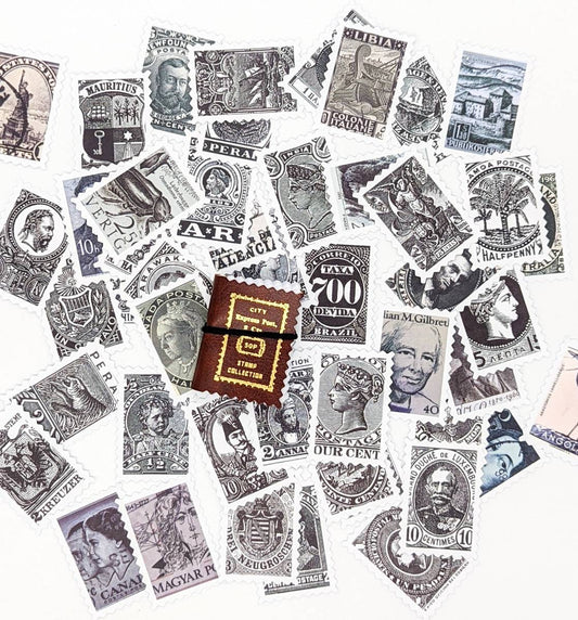 White Vintage-Inspired Reproduction Stamps – Unique Designs for Journaling & Crafts