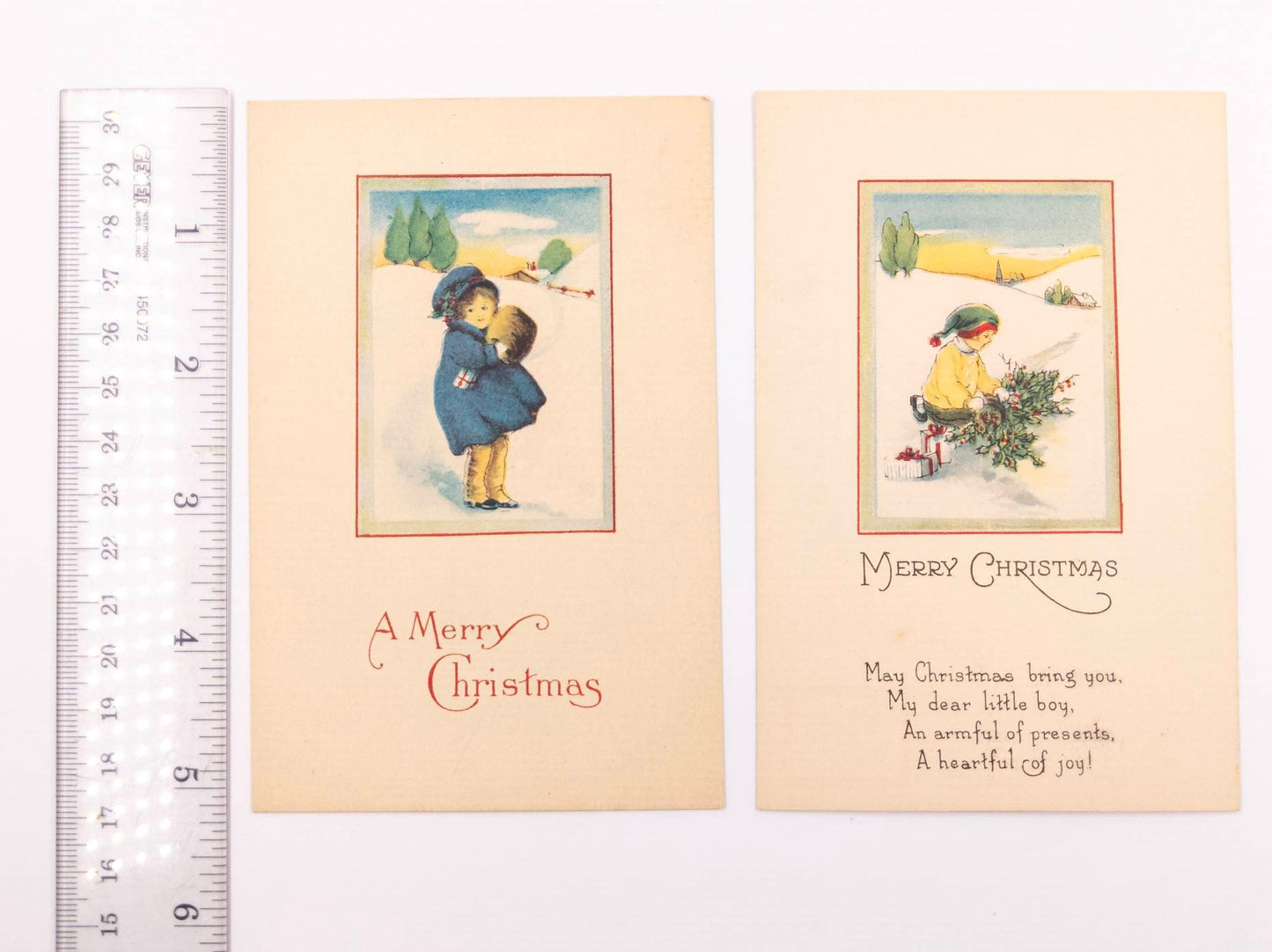 Antique Christmas Postcards Set - Rare Vintage Xmas Stationery