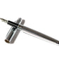 Silver Stainless Steel Fountain Pen - Vintage Refillable Calligraphy Pen with Medium Nib