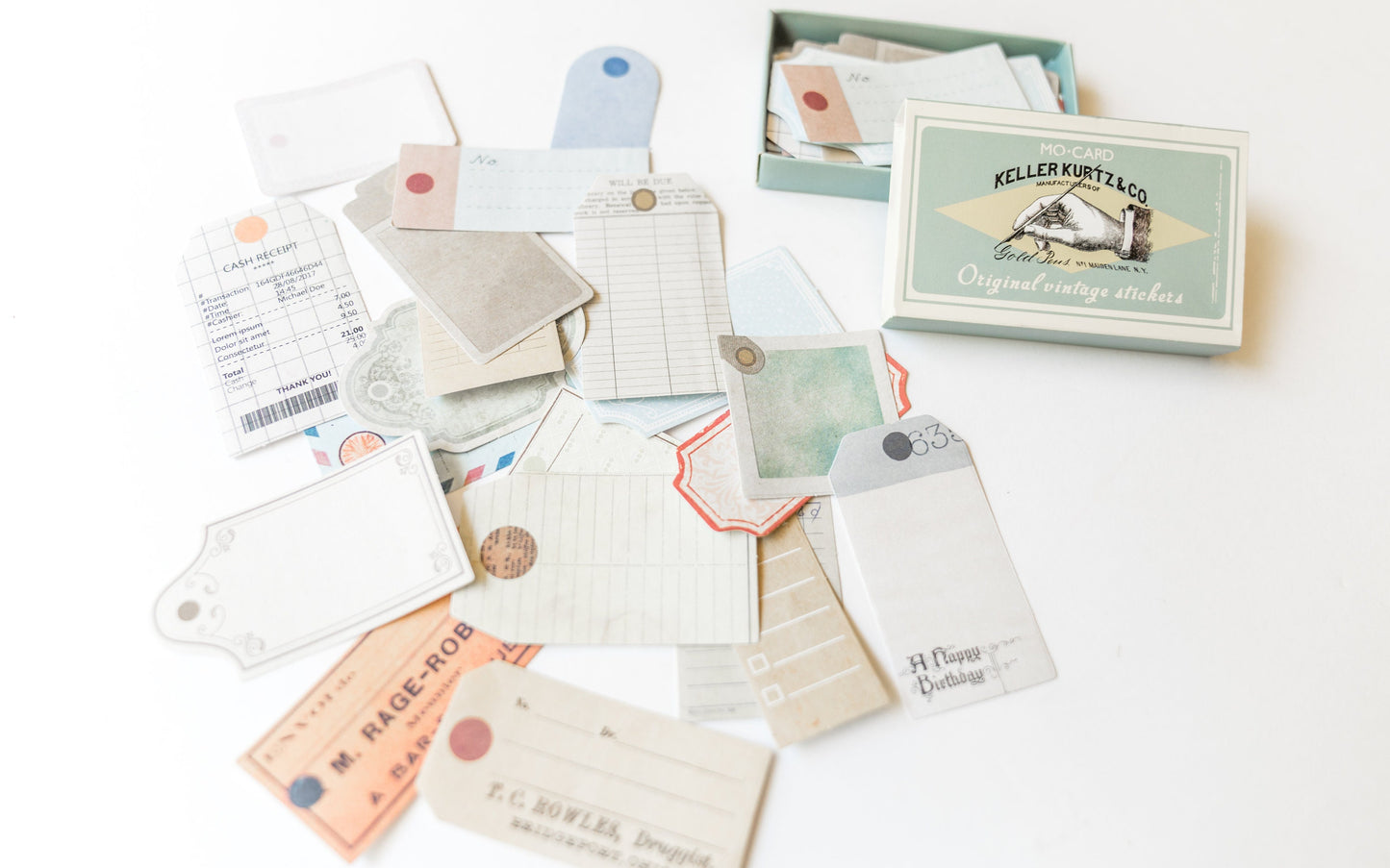 Vintage Happy Mail Stickers - Scrapbooking Junk Journal  Stationery Pack